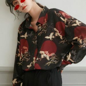 Y2K Fashion Oversized Sweater - Dark Coquette Aesthetic with Shark Blanket