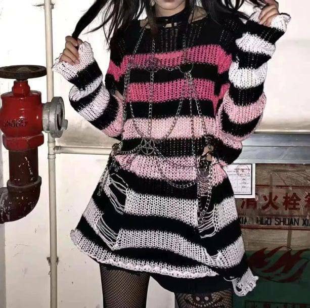 Y2K Fashion Oversized Sweater - Grunge Aesthetic & Coquette Style