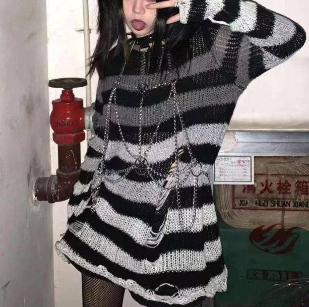 Y2K Fashion Oversized Sweater - Grunge Aesthetic & Coquette Style