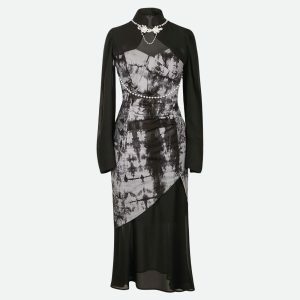 Y2K Fashion Oversized Sweater Dress - Dark Coquette Aesthetic Midi Dress