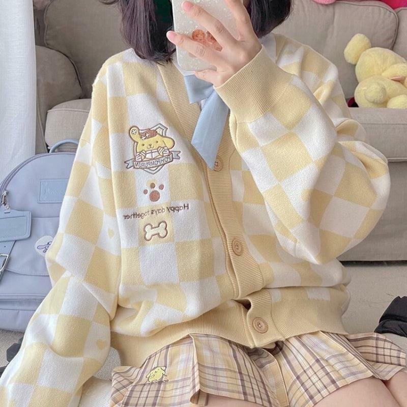 Y2K Fashion Oversized Yellow Cardigan - Coquette Aesthetic Sweater