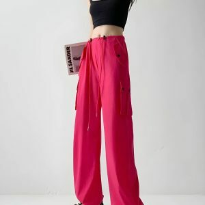 Y2K Fashion Parachute Cargo Pants - Grunge Aesthetic & Coquette Style