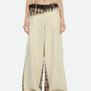 Y2K Fashion Patchwork Pants - Grunge Aesthetic & Coquette Style