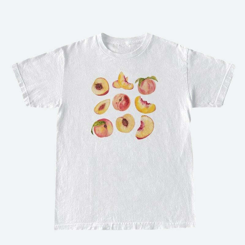 Y2K Fashion Peaches Tee - Cute Oversized Graphic Tee for Coquette Style