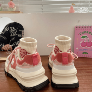 Y2K Fashion Pink and White Sneakers for Coquette and Grunge Aesthetics