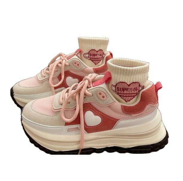 Y2K Fashion Pink and White Sneakers for Coquette and Grunge Aesthetics