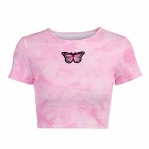 Y2K Fashion Pink Butterfly Top - Coquette Aesthetic Cute Shirt