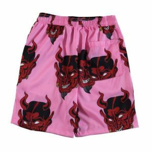 Y2K Fashion Pink Demon Shorts - Grunge Aesthetic Coquette Style Bottoms