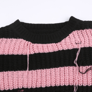 Y2K Fashion Pink Distress Oversized Emo Sweater for Grunge Aesthetic