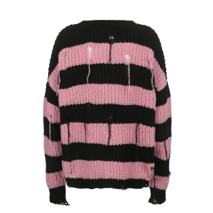 Y2K Fashion Pink Distress Oversized Emo Sweater for Grunge Aesthetic