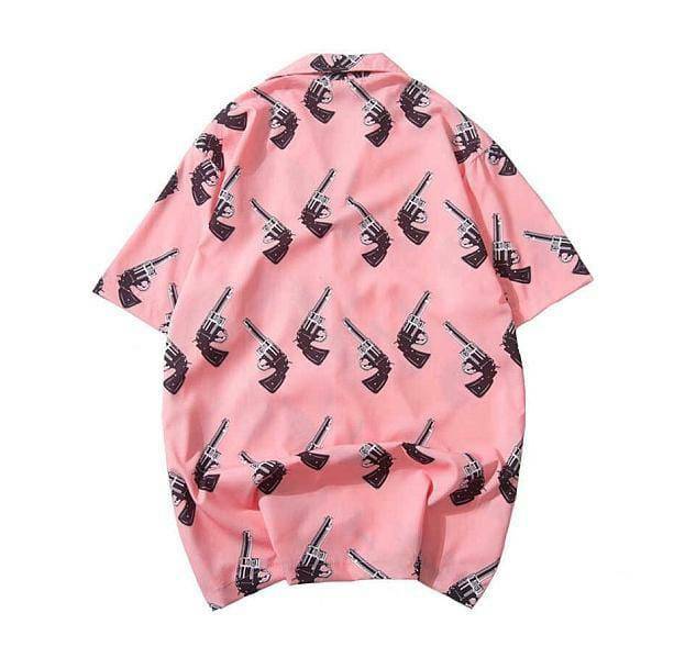 Y2K Fashion Pink Gun Shirt - Emo, Grunge, and Coquette Aesthetic