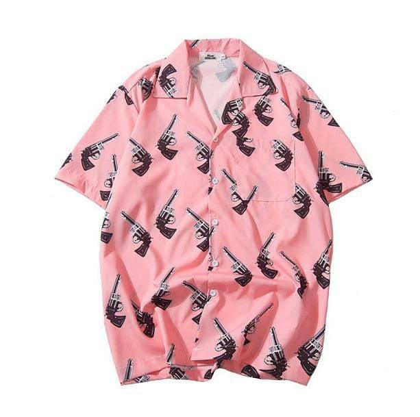 Y2K Fashion Pink Gun Shirt - Emo, Grunge, and Coquette Aesthetic