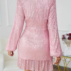 Y2K Fashion Pink Sequin Dress - Coquette Aesthetic & Grunge Style