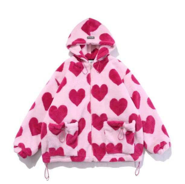 Y2K Fashion Pink Sweetheart Jacket - Coquette Aesthetic Oversized Style