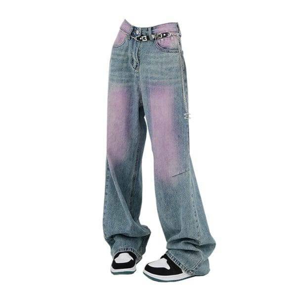 Y2K Fashion Pink Tint Baggy Jeans - Grunge Aesthetic & Coquette Style