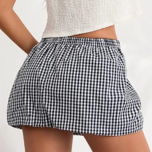 Y2K Fashion Plaid Bubble Mini Skirt - Coquette Aesthetic & Grunge Style