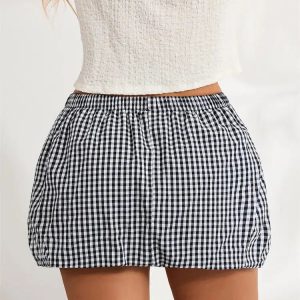 Y2K Fashion Plaid Bubble Mini Skirt - Coquette Aesthetic & Grunge Style