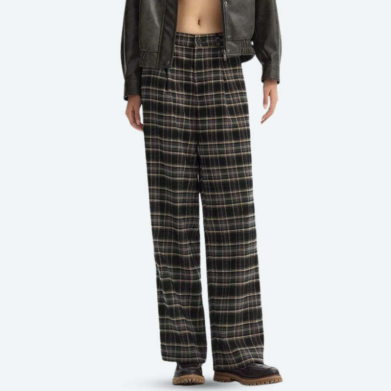 Y2K Fashion Plaid Pajama Pants - Cozy Grunge Aesthetic Sleepwear