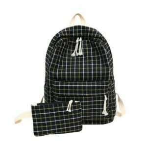 Y2K Fashion Plaid Pattern Backpack - Coquette Aesthetic & Grunge Style