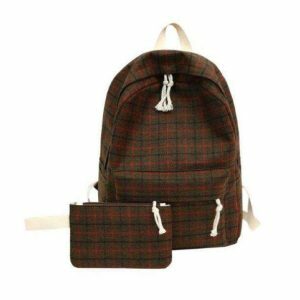 Y2K Fashion Plaid Pattern Backpack - Coquette Aesthetic & Grunge Style