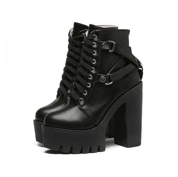 Y2K Fashion Platform Ankle Boots - Grunge Aesthetic & Coquette Style