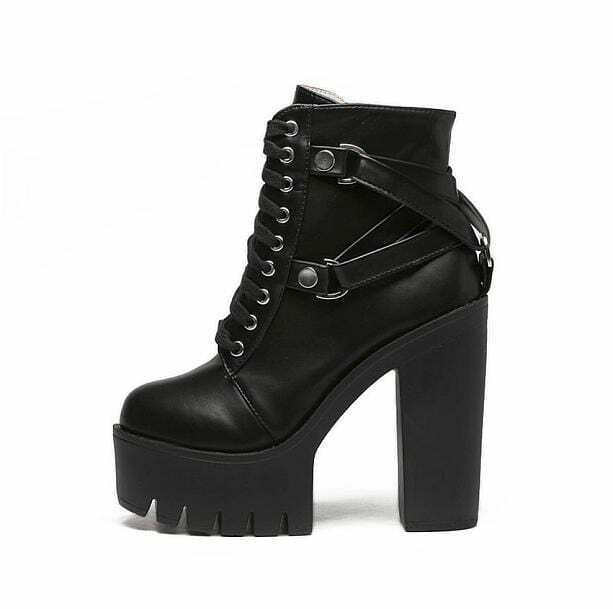 Y2K Fashion Platform Ankle Boots - Grunge Aesthetic & Coquette Style