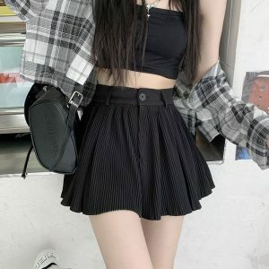 Y2K Fashion Pleated Mini Skort - Coquette Aesthetic & Grunge Style