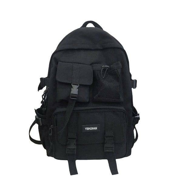 Y2K Fashion Pure Black Backpack - Emo, Grunge, and Coquette Aesthetic