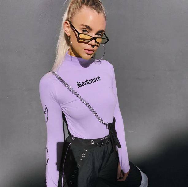 Y2K Fashion Purple Pastel Turtleneck - Coquette Aesthetic Sweater