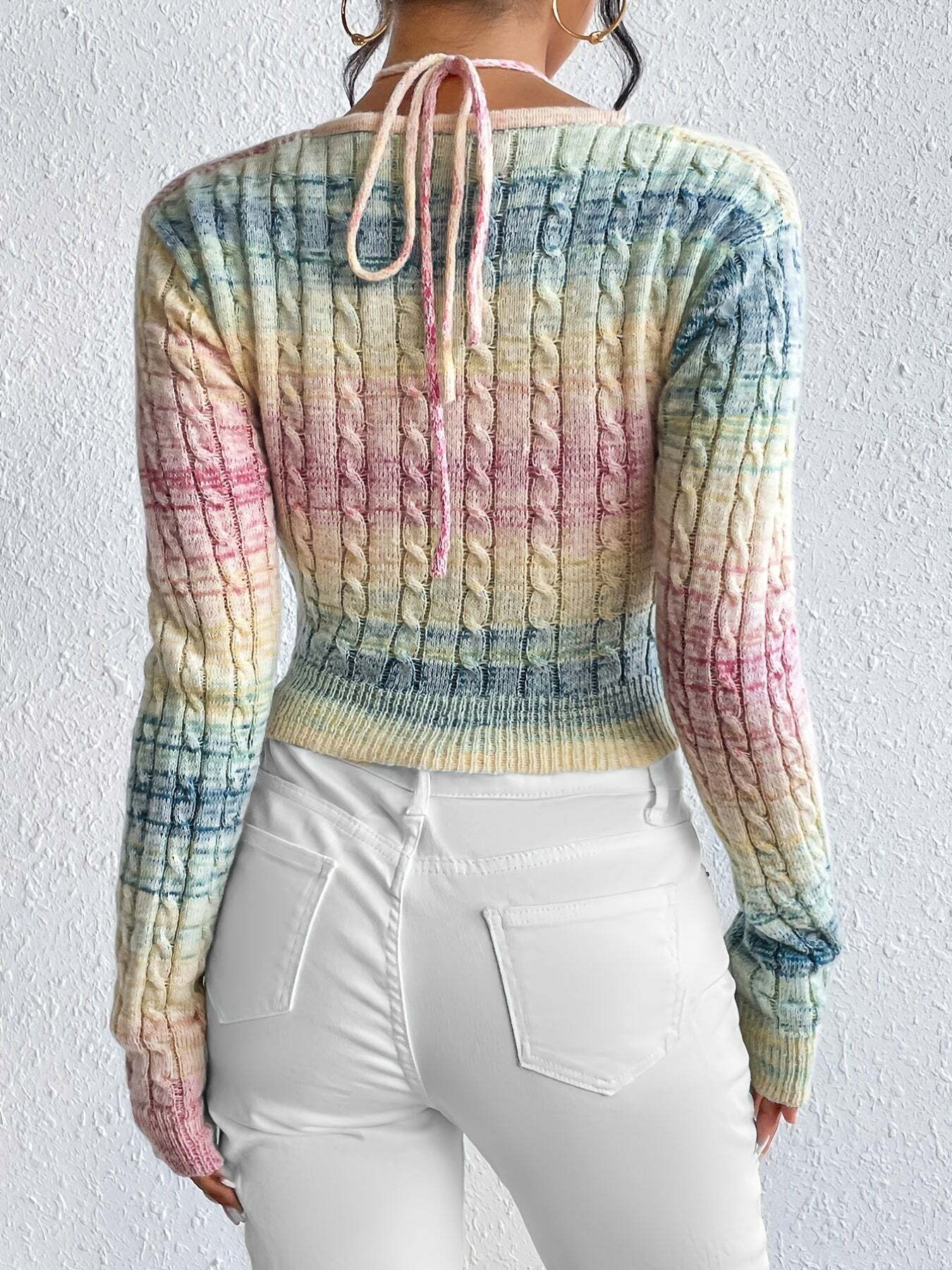 Y2K Fashion Rainbow Crochet Top - Cute Coquette Aesthetic Style