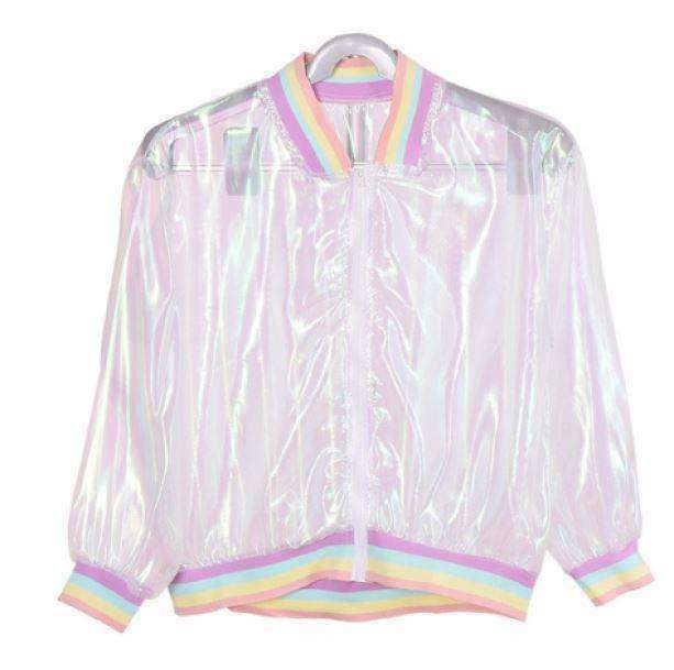 Y2K Fashion Rainbow Reflective Jacket - Grunge & Coquette Aesthetic