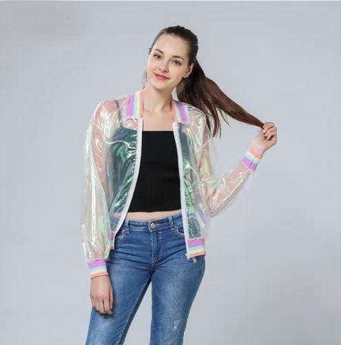 Y2K Fashion Rainbow Reflective Jacket - Grunge & Coquette Aesthetic