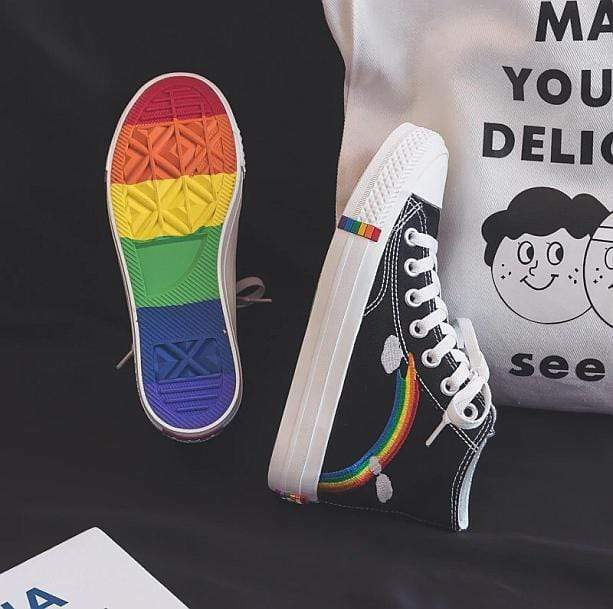 Y2K Fashion Rainbow Vibes Sneakers - Cute Aesthetic Shoes for Every Outfit