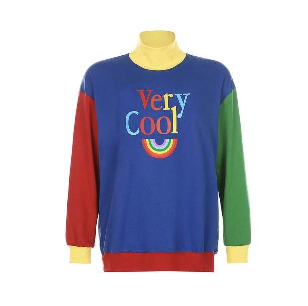 Y2K Fashion Retro Rainbow Oversized Sweatshirt - Grunge & Coquette Style