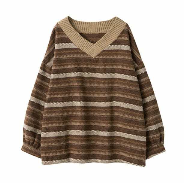 Y2K Fashion Retro Striped Oversized Sweater - Grunge & Coquette Style