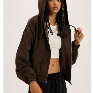 Y2K Fashion Retro Zip-Up Hoodie | Grunge Aesthetic & Coquette Style