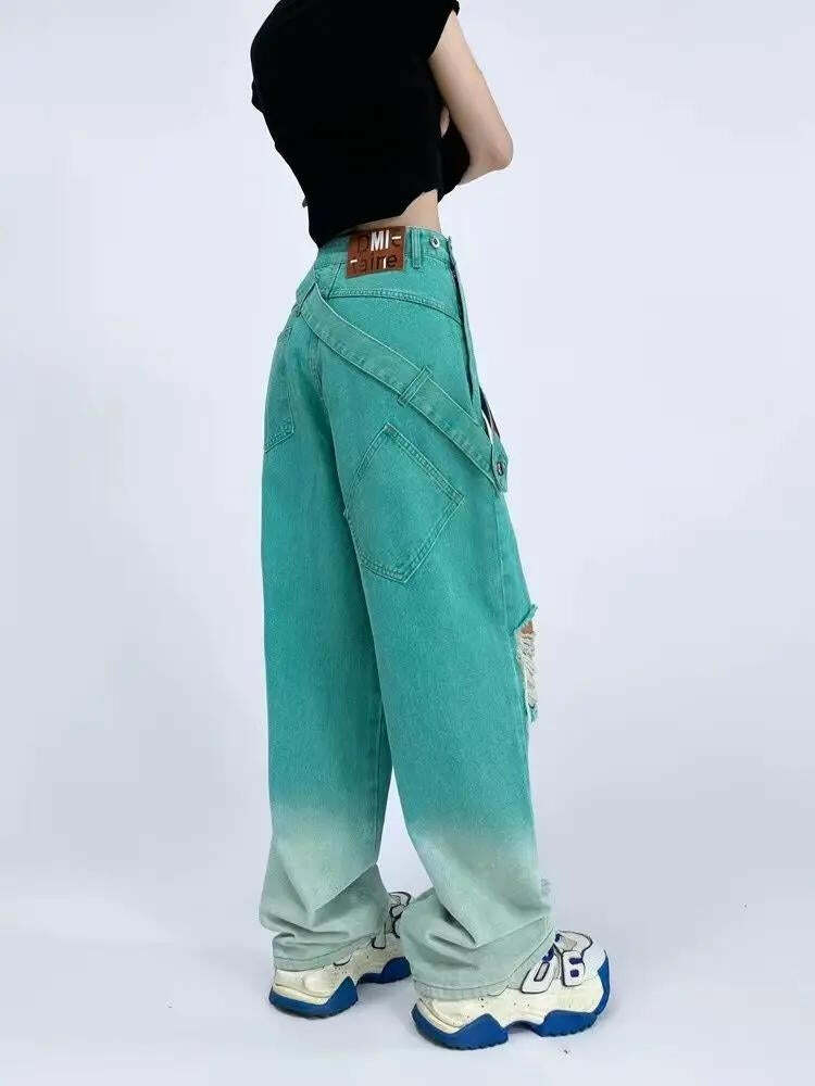 Y2K Fashion Ripped Denim Baggy Jeans for Grunge & Coquette Aesthetic