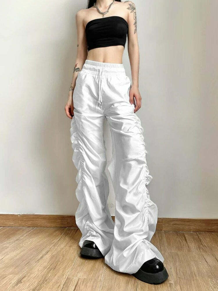 Y2K Fashion Ruched Parachute Pants - Grunge Aesthetic & Coquette Style