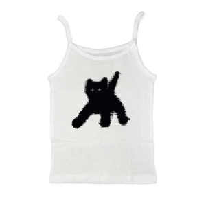 Y2K Fashion Sad Kitty Crop Top - Emo Aesthetic, Grunge Style, Cute Shirt