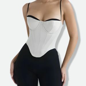 Y2K Fashion Satin Zip-Up Layered Corset Top for Coquette & Grunge Styles