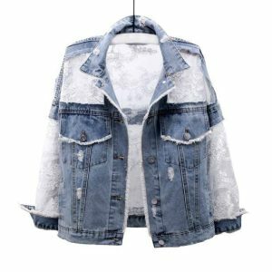 Y2K Fashion See-Thru Back Denim Jacket - Grunge & Coquette Aesthetic