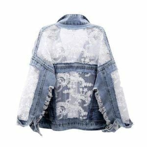 Y2K Fashion See-Thru Back Denim Jacket - Grunge & Coquette Aesthetic