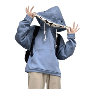 Y2K Fashion Shark Bite Hoodie - Oversized Grunge Aesthetic Sweater