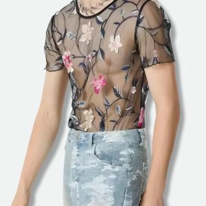 Y2K Fashion Sheer Floral Top - Coquette Aesthetic & Grunge Style