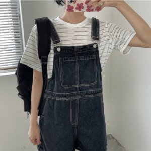 Y2K Fashion Short Sleeve Denim Romper - Grunge Aesthetic Coquette Style