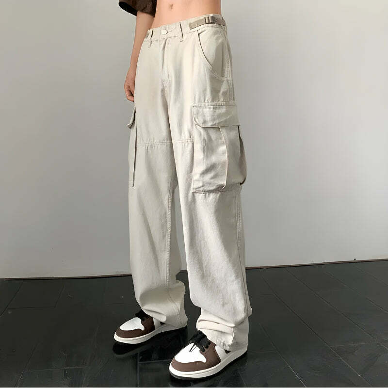 Y2K Fashion Side Belt Baggy Cargo Pants - Grunge & Coquette Aesthetic