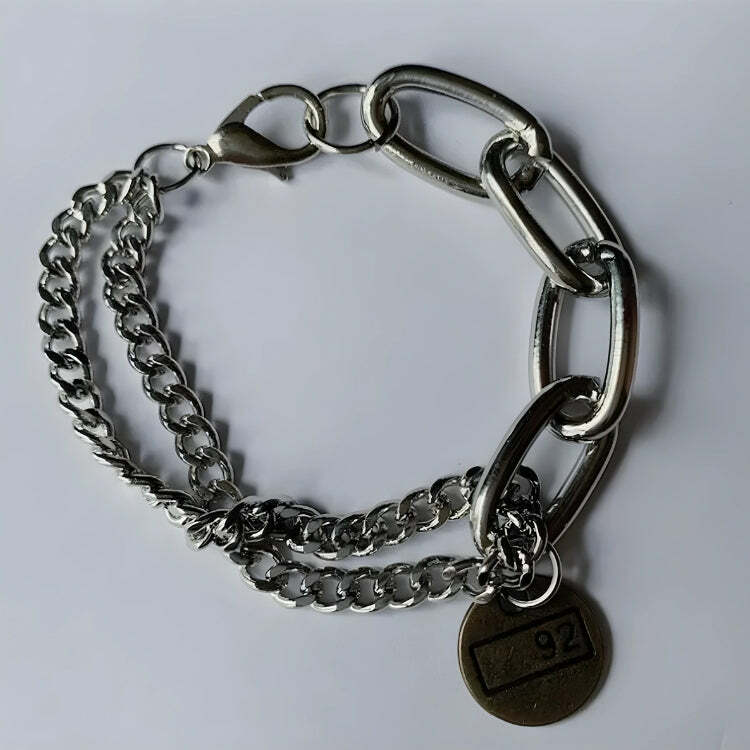 Y2K Fashion Silver Chain Bracelet - Coquette Aesthetic Jewelry Piece