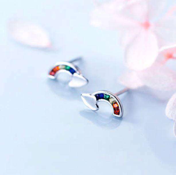 Y2K Fashion Silver Rainbow Earrings - Cute Coquette Aesthetic Jewelry