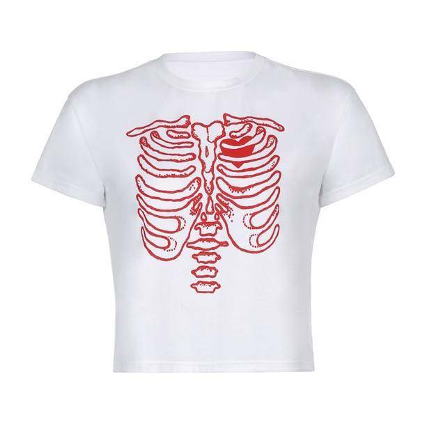 Y2K Fashion Skeleton T-Shirt - Grunge Aesthetic & Coquette Style