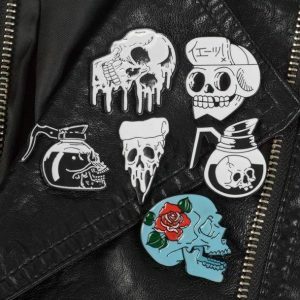 Y2K Fashion Skull and Bones Pins - Emo, Grunge, and Coquette Aesthetic